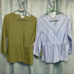 Wrapped Tie Blouse Tops